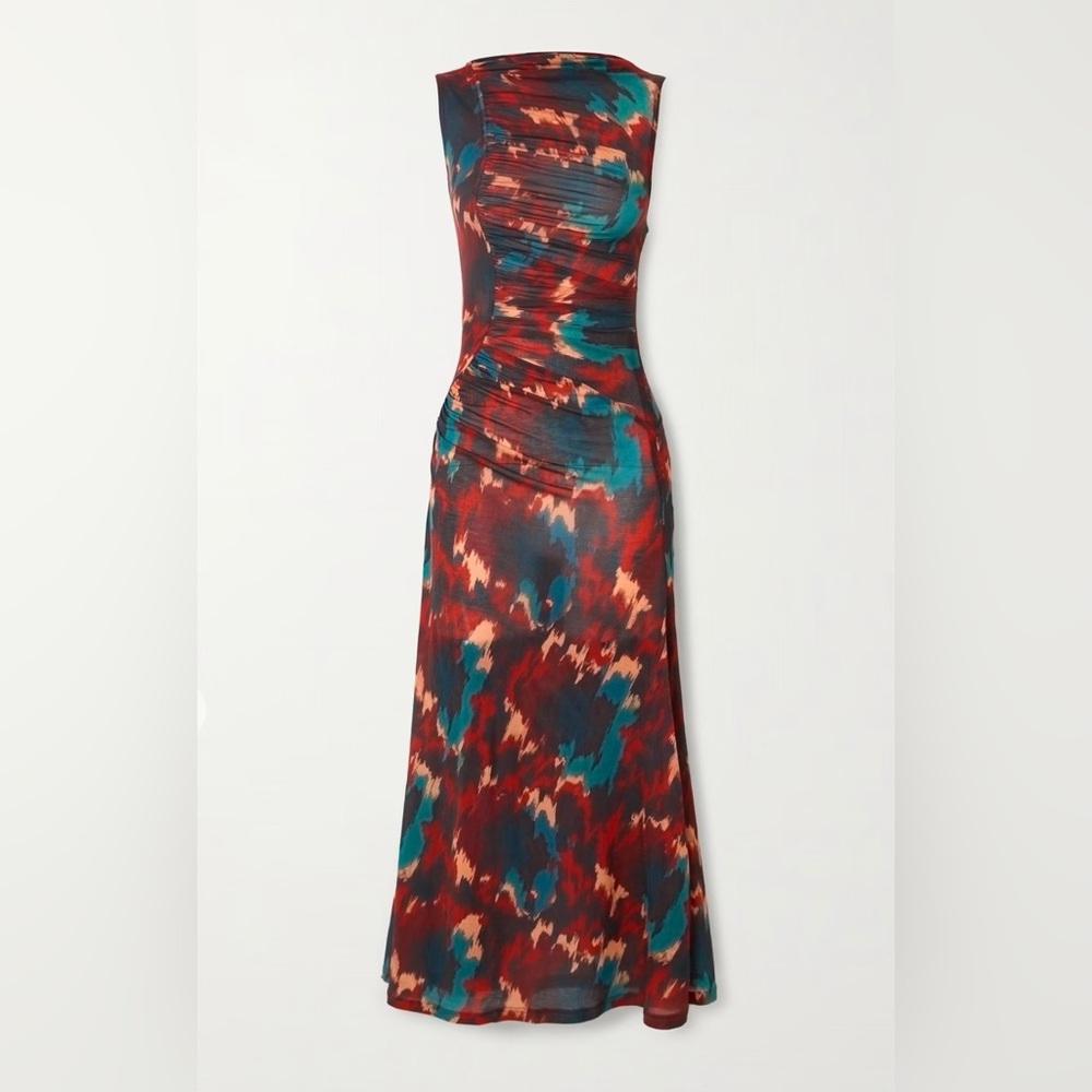 Ulla Johnson Livia Ruched Printed Lyocell-Jersey Midi Dress
